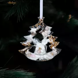 Set of Christmas tree toys with rose quartz "New Year's" collection "Stories" 3 pcs